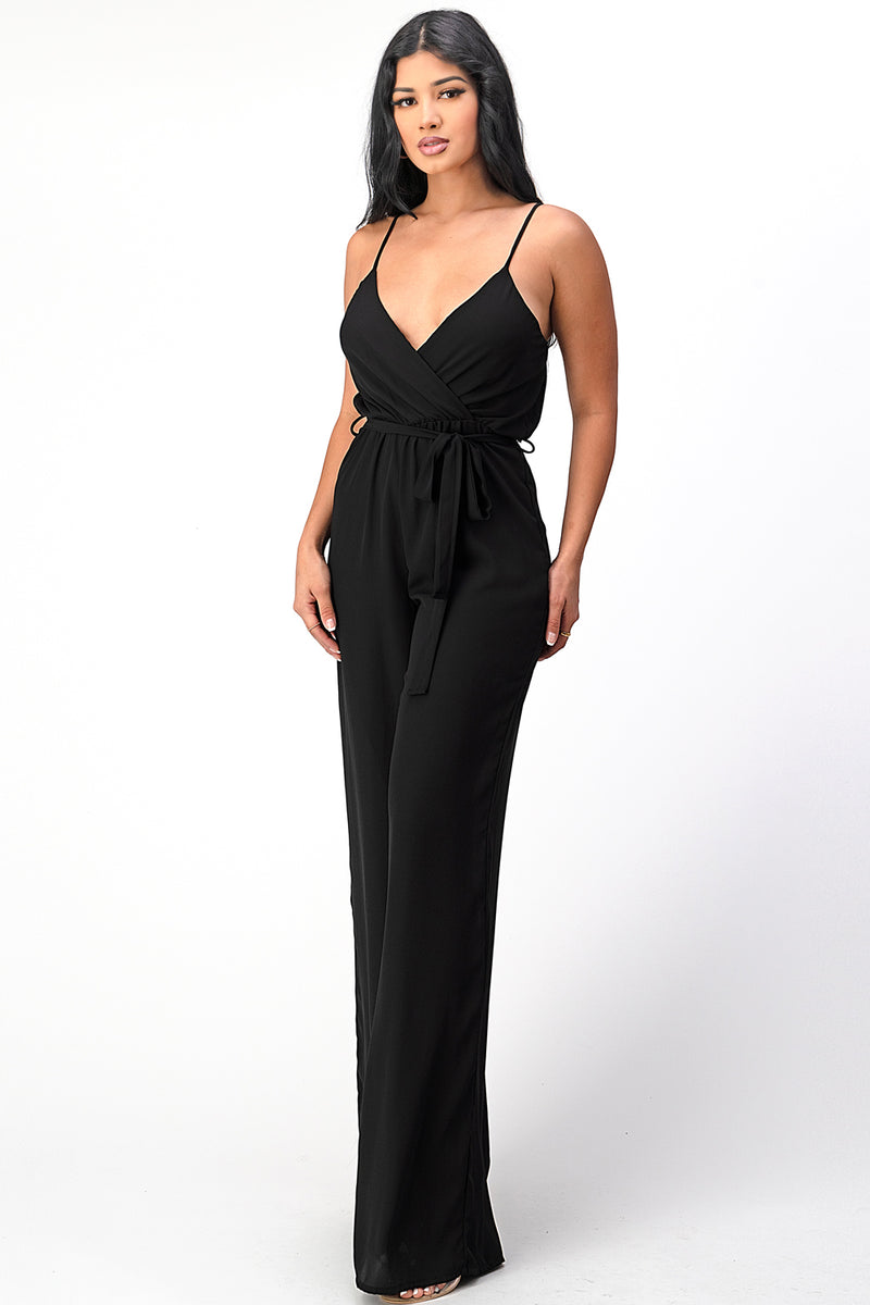 Spaghetti Strap Tie Waist Jumpsuit