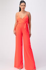 Spaghetti Strap Tie Waist Jumpsuit