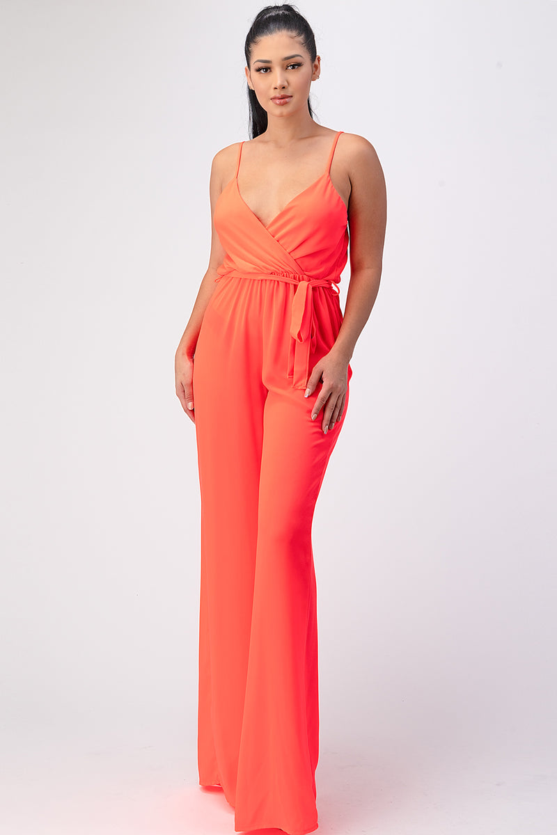 Spaghetti Strap Tie Waist Jumpsuit