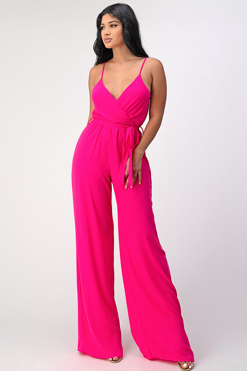 Spaghetti Strap Tie Waist Jumpsuit