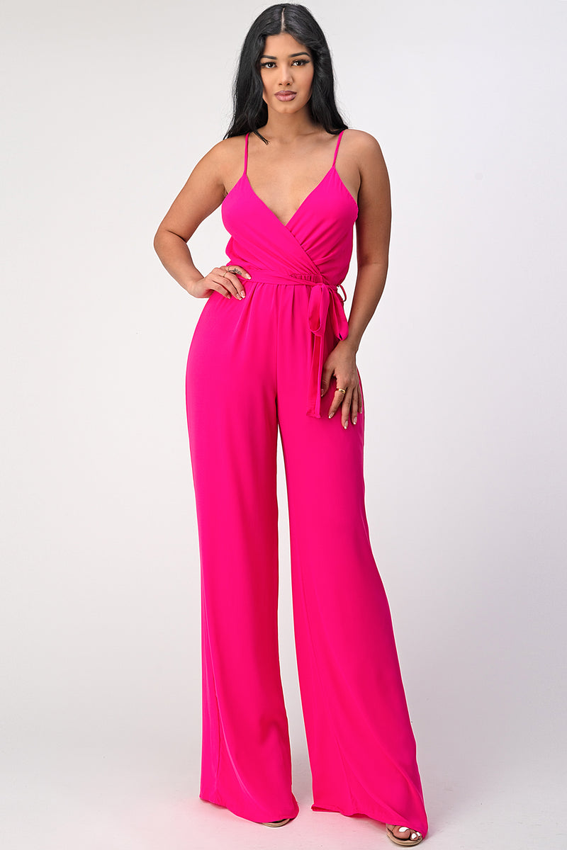 Spaghetti Strap Tie Waist Jumpsuit