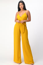 Spaghetti Strap Tie Waist Jumpsuit