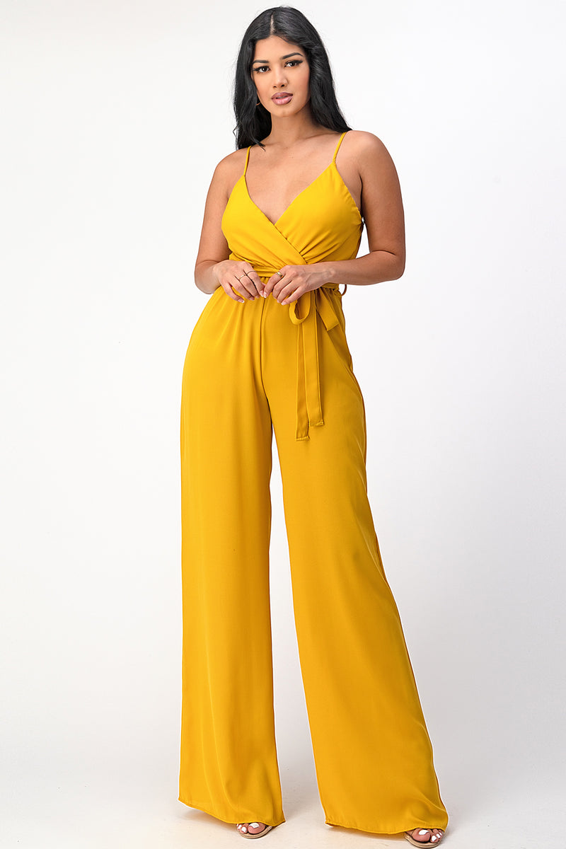 Spaghetti Strap Tie Waist Jumpsuit