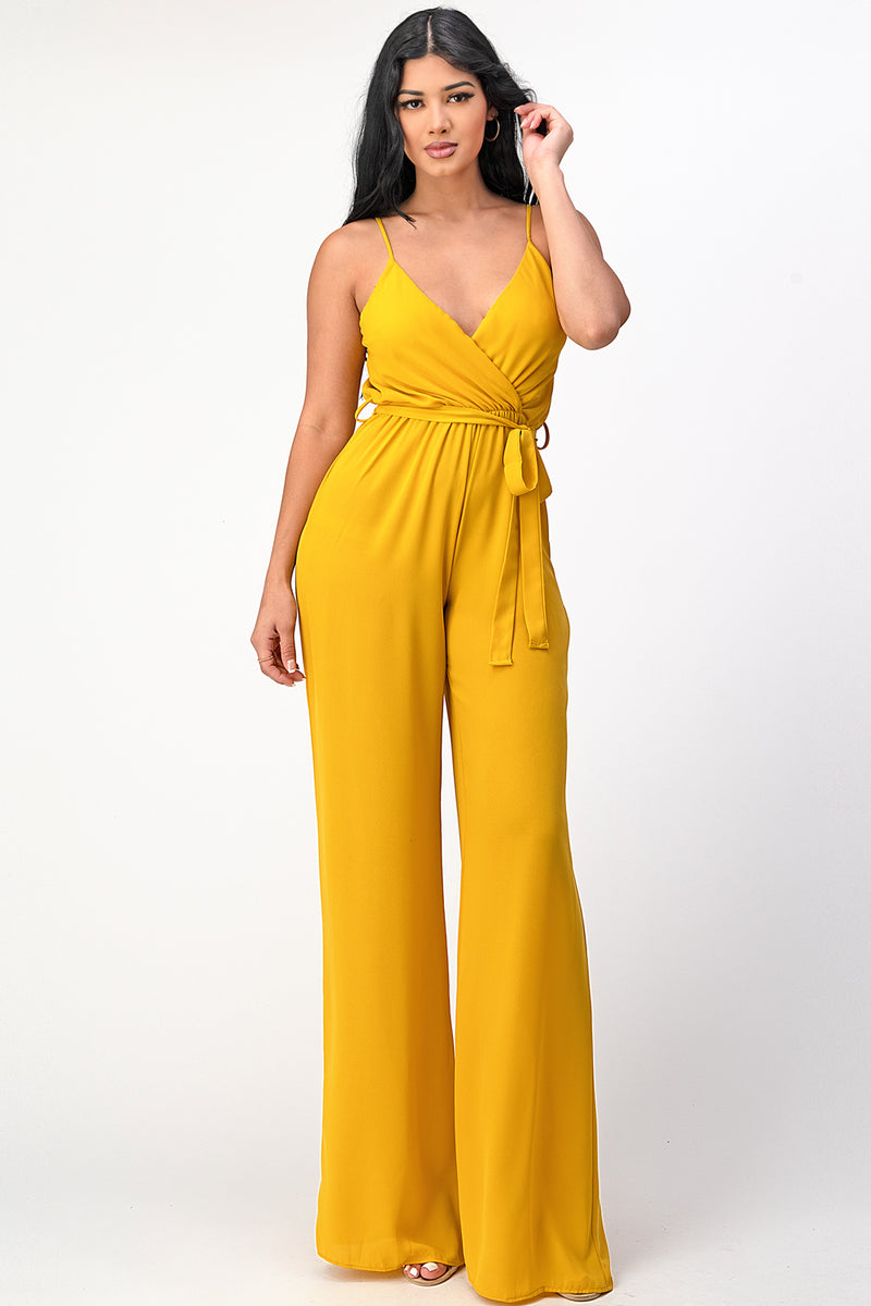 Spaghetti Strap Tie Waist Jumpsuit