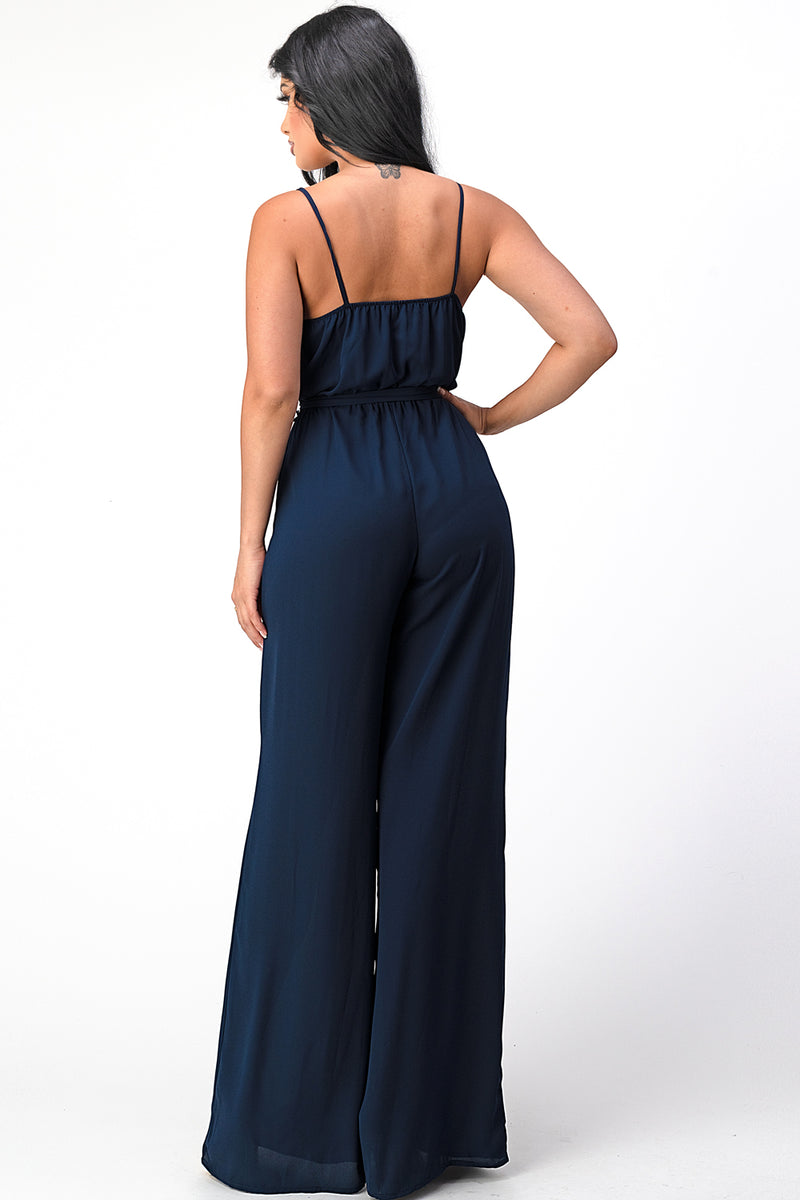 Spaghetti Strap Tie Waist Jumpsuit