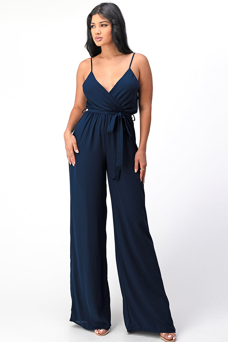 Spaghetti Strap Tie Waist Jumpsuit