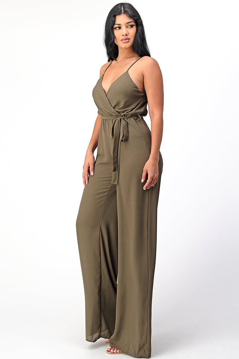 Spaghetti Strap Tie Waist Jumpsuit