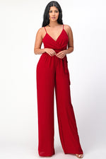 Spaghetti Strap Tie Waist Jumpsuit