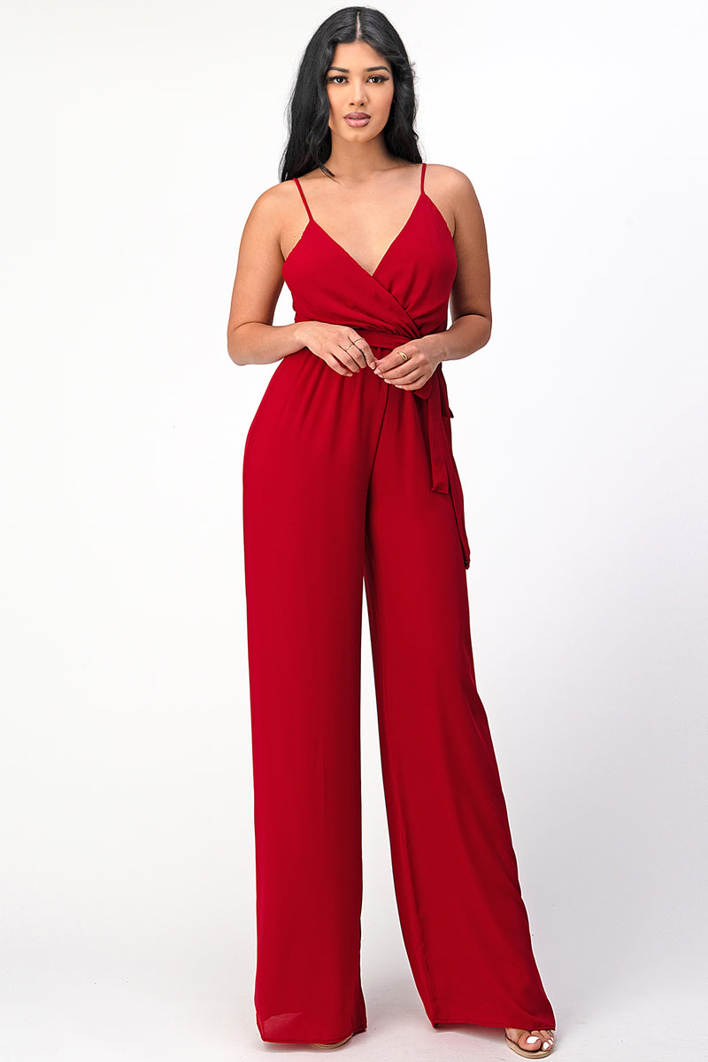 Spaghetti Strap Tie Waist Jumpsuit