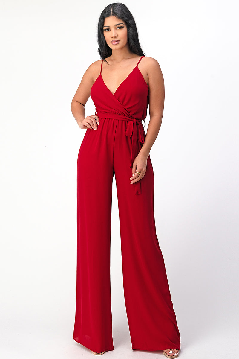 Spaghetti Strap Tie Waist Jumpsuit