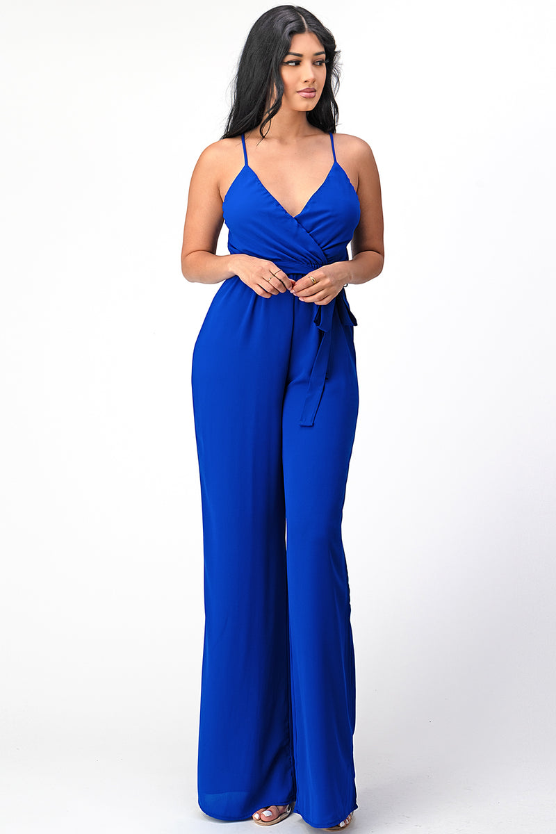 Spaghetti Strap Tie Waist Jumpsuit