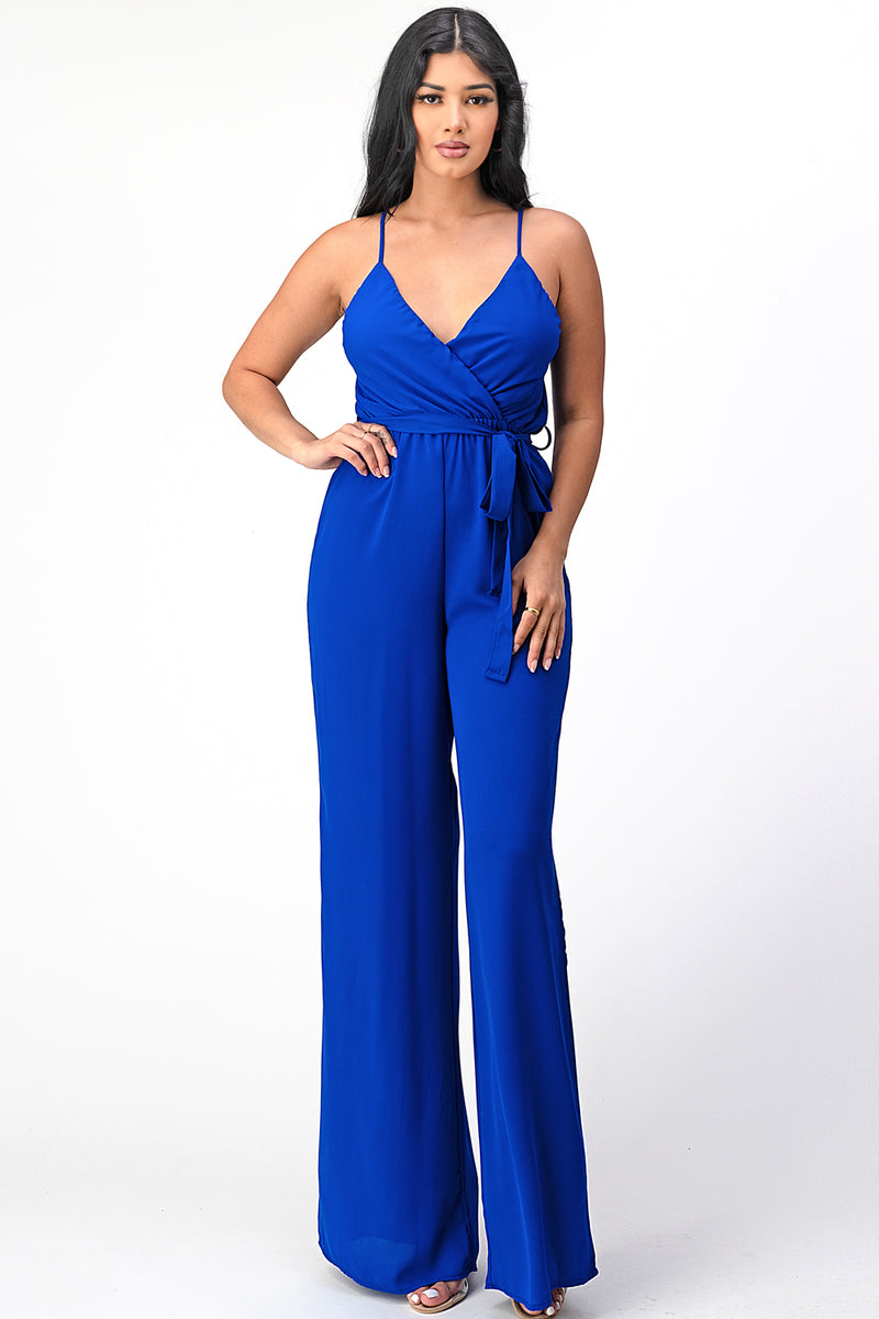 Spaghetti Strap Tie Waist Jumpsuit