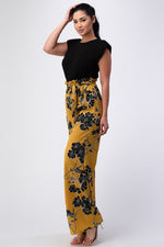 Padded Shoulder Sleeveless Top with Wide Leg Pants Jumpsuit