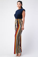 Padded Shoulder Sleeveless Top with Wide Leg Pants Jumpsuit