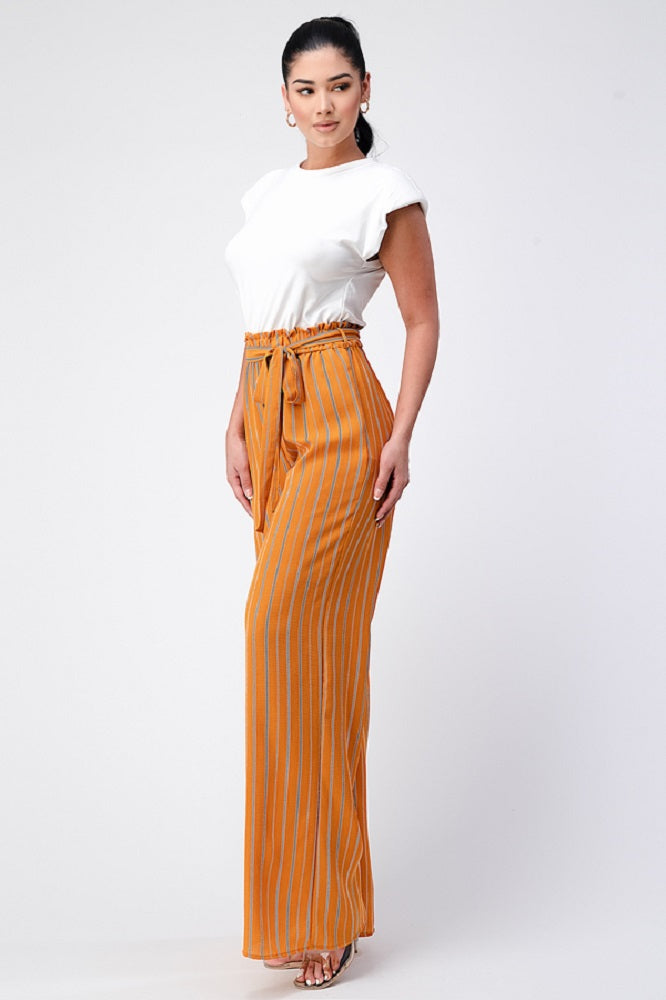 Padded Shoulder Sleeveless Top with Wide Leg Pants Jumpsuit