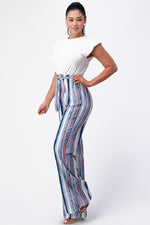 Padded Shoulder Sleeveless Top with Wide Leg Pants Jumpsuit