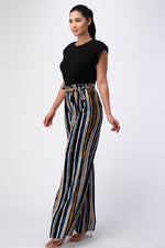 Padded Shoulder Sleeveless Top with Wide Leg Pants Jumpsuit