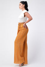 Padded Shoulder Sleeveless Top with Wide Leg Pants Jumpsuit