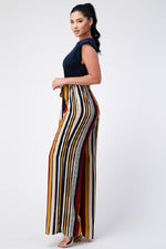 Padded Shoulder Sleeveless Top with Wide Leg Pants Jumpsuit