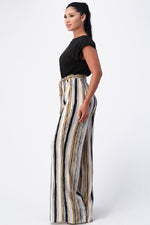 Padded Shoulder Sleeveless Top with Wide Leg Pants Jumpsuit