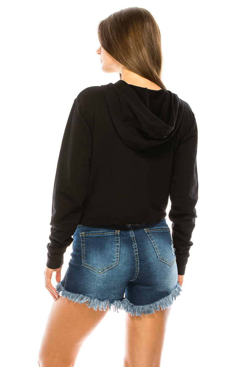 French Terry Crop Hoodie Pullover