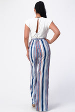 Padded Shoulder Sleeveless Top with Wide Leg Pants Jumpsuit