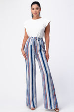 Padded Shoulder Sleeveless Top with Wide Leg Pants Jumpsuit