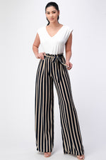 Padded Shoulder Sleeveless Top with Paperbag Pants Jumpsuit