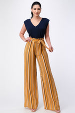 Padded Shoulder Sleeveless Top with Paperbag Pants Jumpsuit