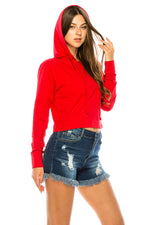 French Terry Crop Hoodie Pullover