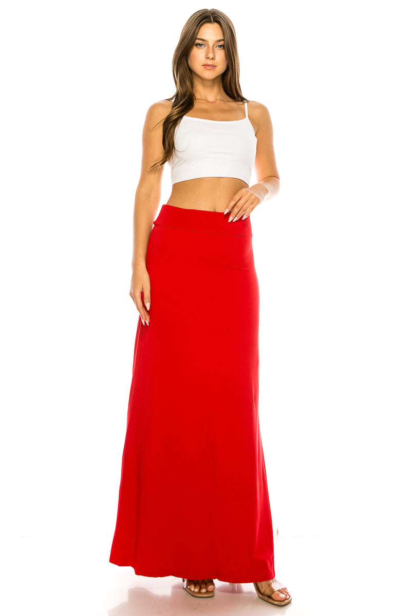 Maxi Fold Over Basic Long Skirts