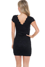 Bodycon V Neck Short Sleeve Crochet Lace Mini Dress